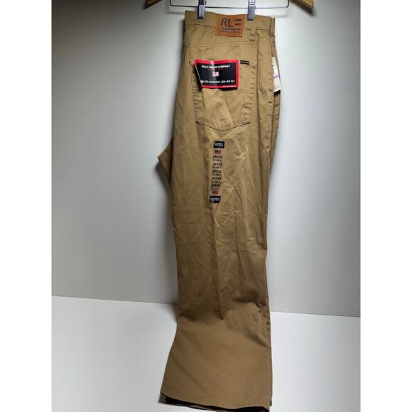 Polo Ralph Lauren Straight Fit Men’s Jeans Sz 3833 Khaki New Zip Fly Preppy - Picture 1 of 11
